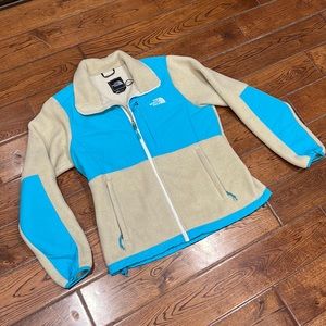 The North Face women’s Denali fleece jacket NEW cream and teal blue Sz M